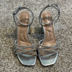 Berness Silver Strappy Block Heels